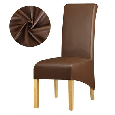 Housse De Chaise Deluxe Simili-Cuir Brun Café