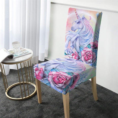 Housse De Chaise Rose Avec Licorne